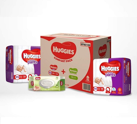 India Desire : Buy Huggies Wonder Pants Comfort Pack Extra Small Size Diapers (114 Count) and Huggies Baby Wipes (72 Count) at Rs. 969 from Amazon